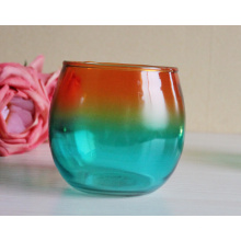 Haonai good quality glass material spray color candle holder